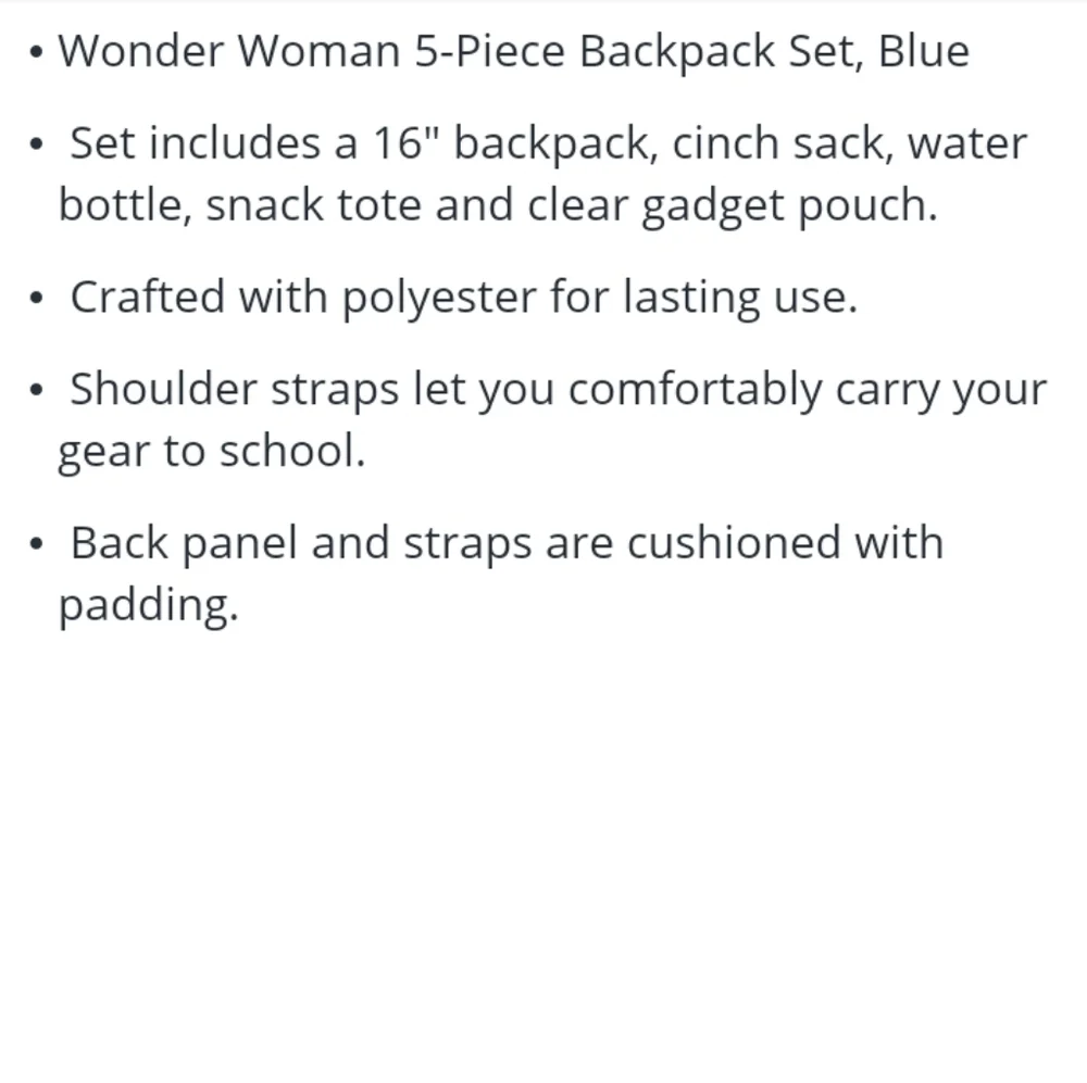 🆕Wonder Woman 5-Piece Backpack Set